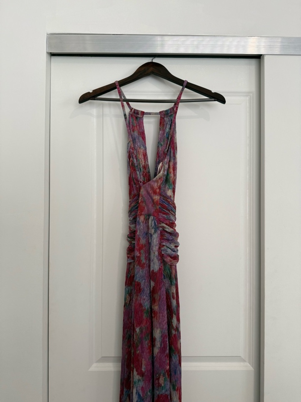 PatBO Pink Multicolor Pleated Maxi Dress with Twisted Waist - Picture 2 of 5